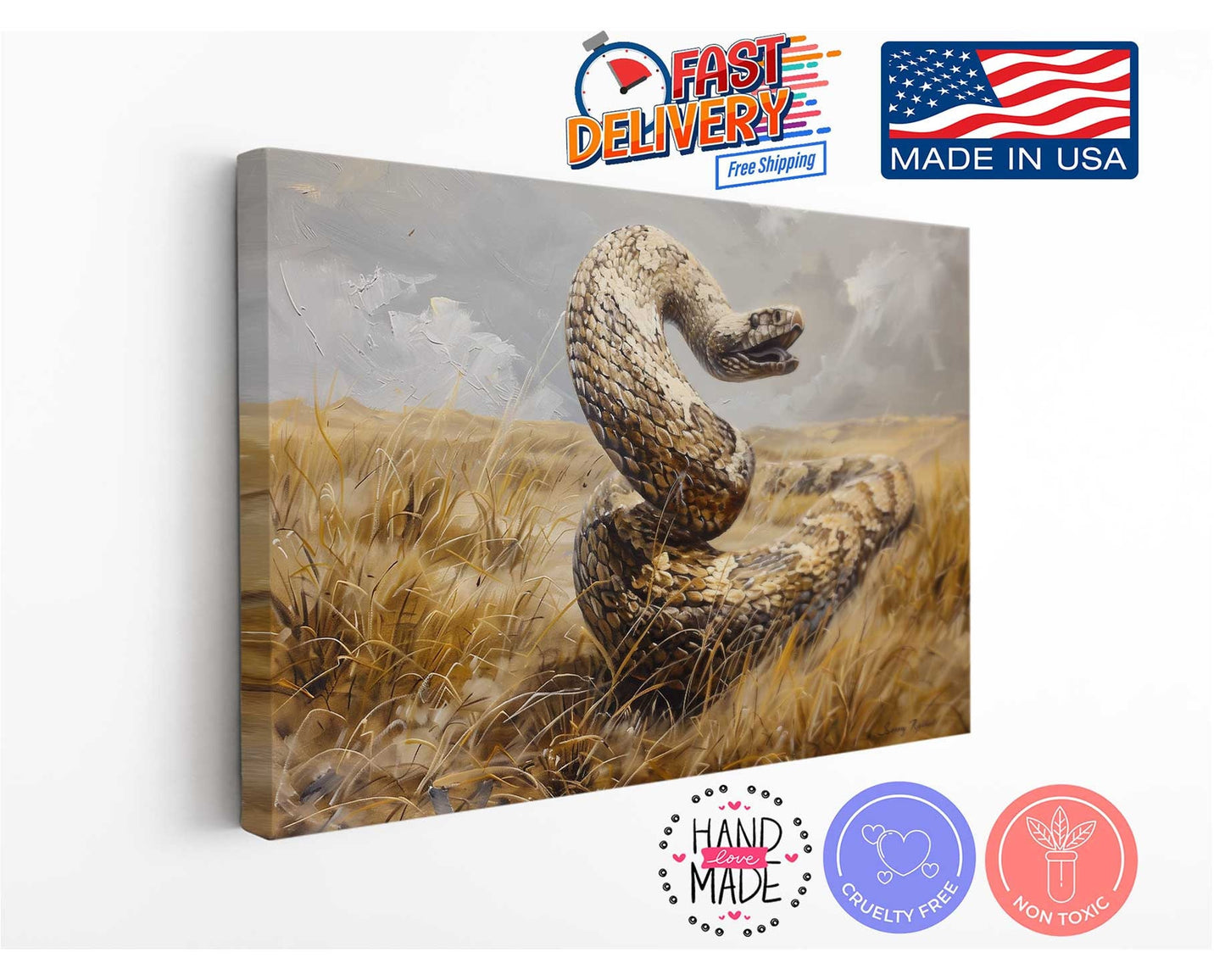Canvas Print Wall Art – Anaconda Snake Oil Painting Museum Quality Reproduction