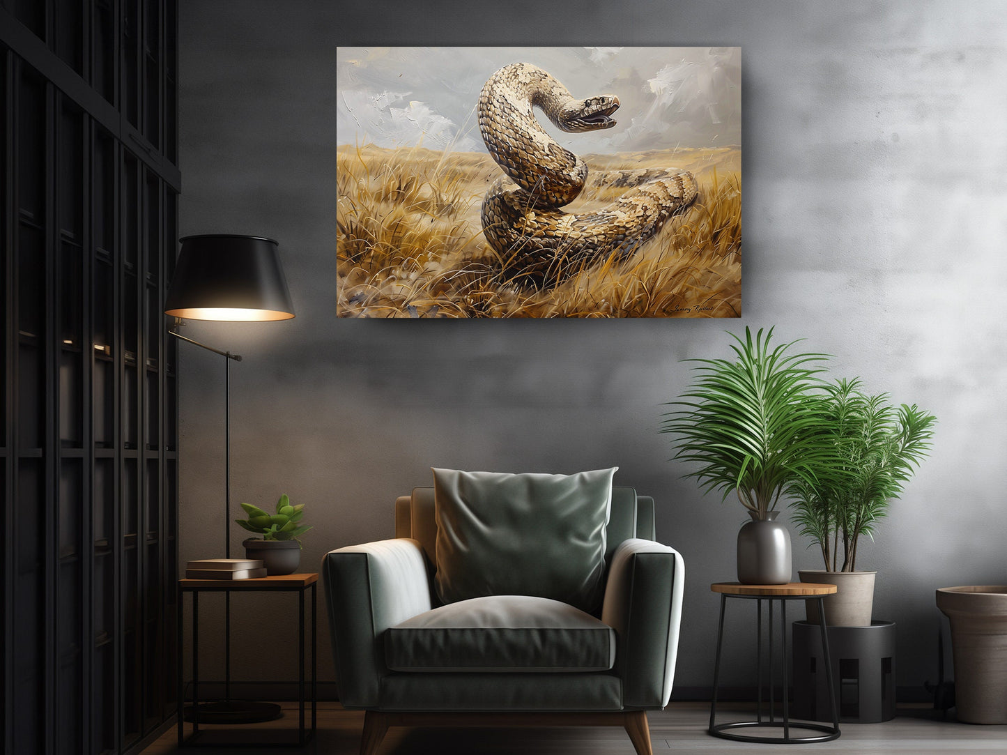 Canvas Print Wall Art – Anaconda Snake Oil Painting Museum Quality Reproduction