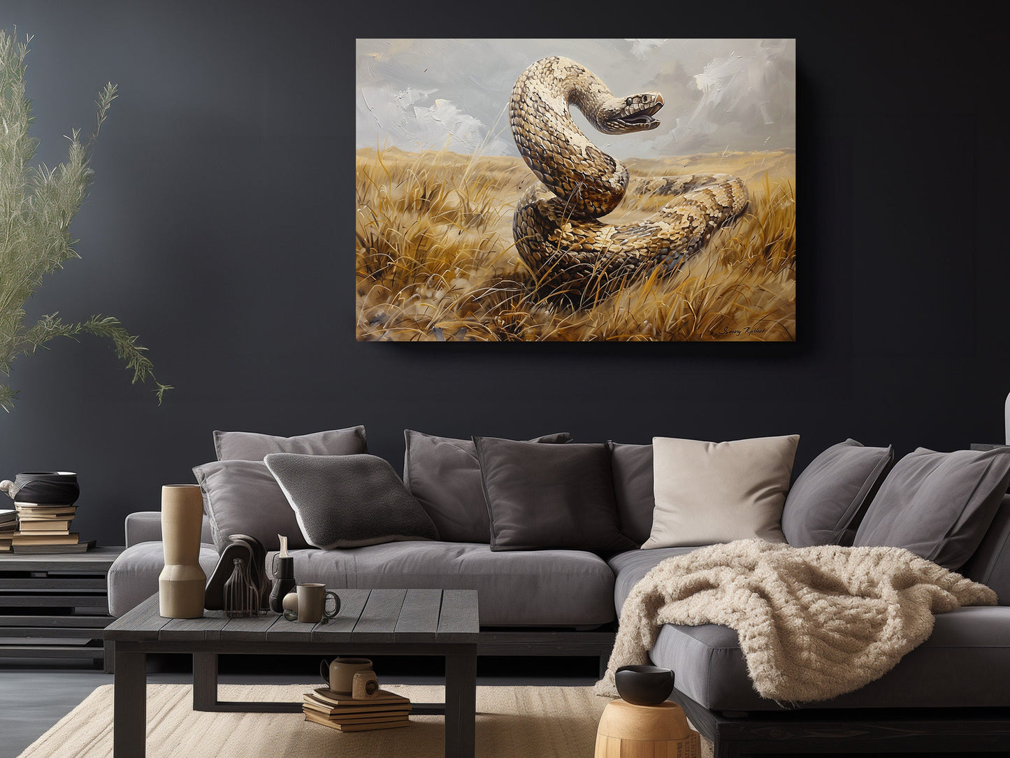Canvas Print Wall Art – Anaconda Snake Oil Painting Museum Quality Reproduction