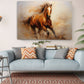 Horse Oil Painting - Galloping Brown Horse Canvas Art Print | Museum Quality