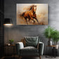 Horse Oil Painting - Galloping Brown Horse Canvas Art Print | Museum Quality