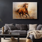 Horse Oil Painting - Galloping Brown Horse Canvas Art Print | Museum Quality