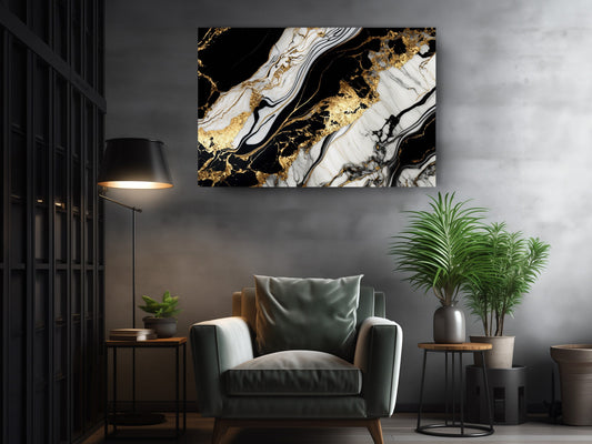 Black Gold Marble Canvas | Contemporary Wall Art - Ready to Hang or Rolled Print