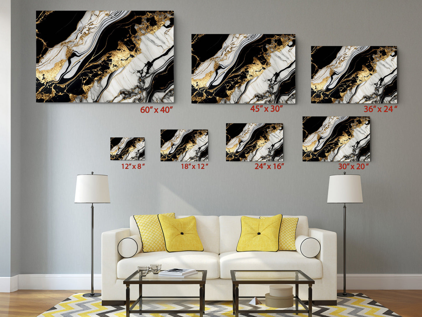 Black Gold Marble Canvas | Contemporary Wall Art - Ready to Hang or Rolled Print