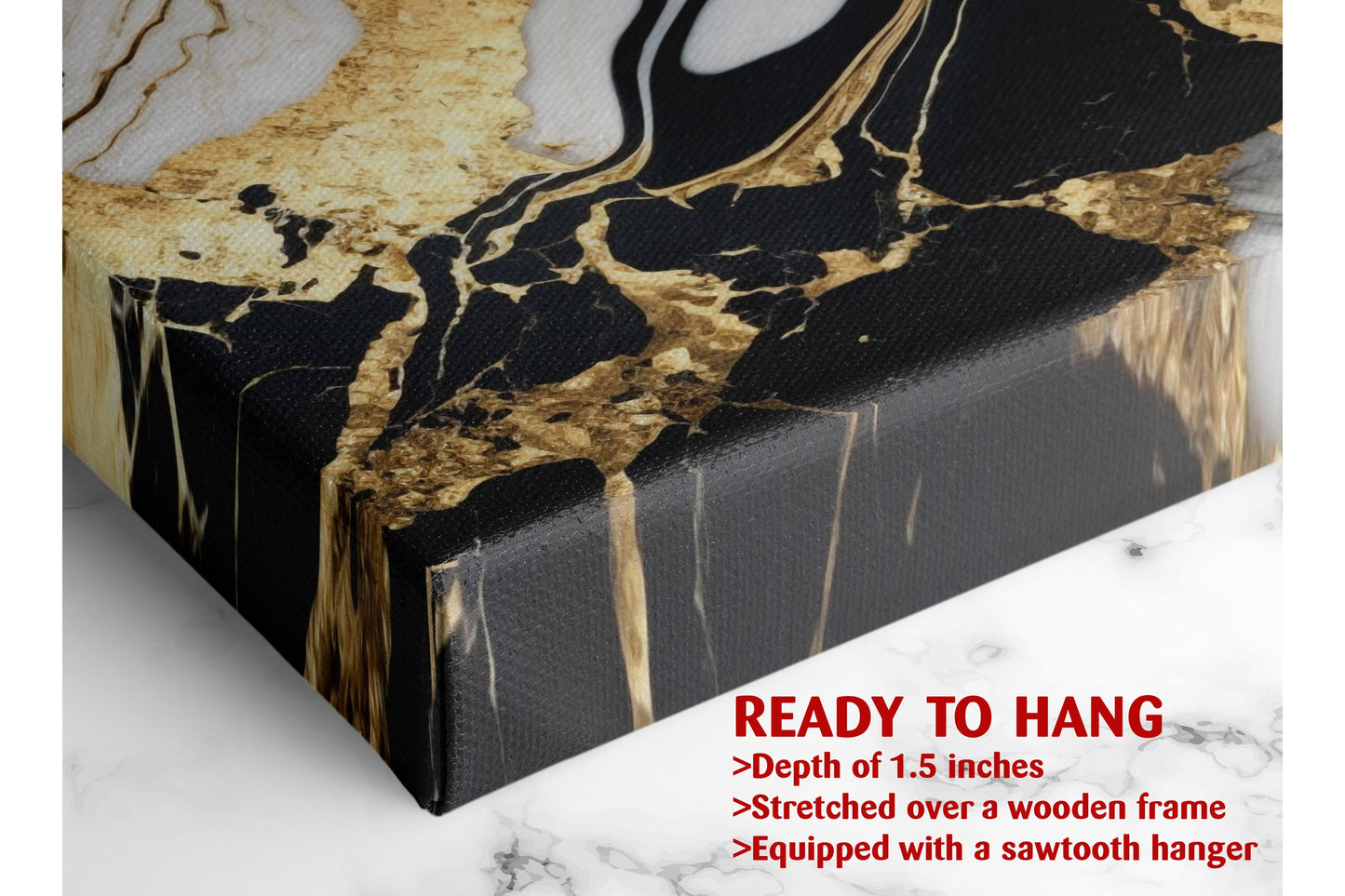 Black Gold Marble Canvas | Contemporary Wall Art - Ready to Hang or Rolled Print