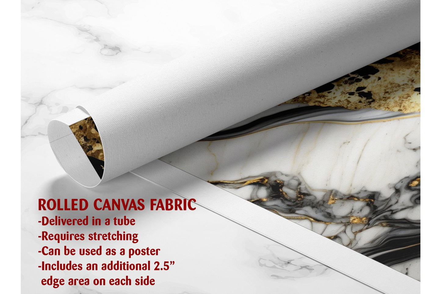 Black Gold Marble Canvas | Contemporary Wall Art - Ready to Hang or Rolled Print