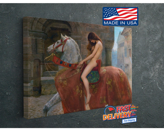 Lady Godiva Painting - John Collier Canvas Wall Art | Museum Quality Print
