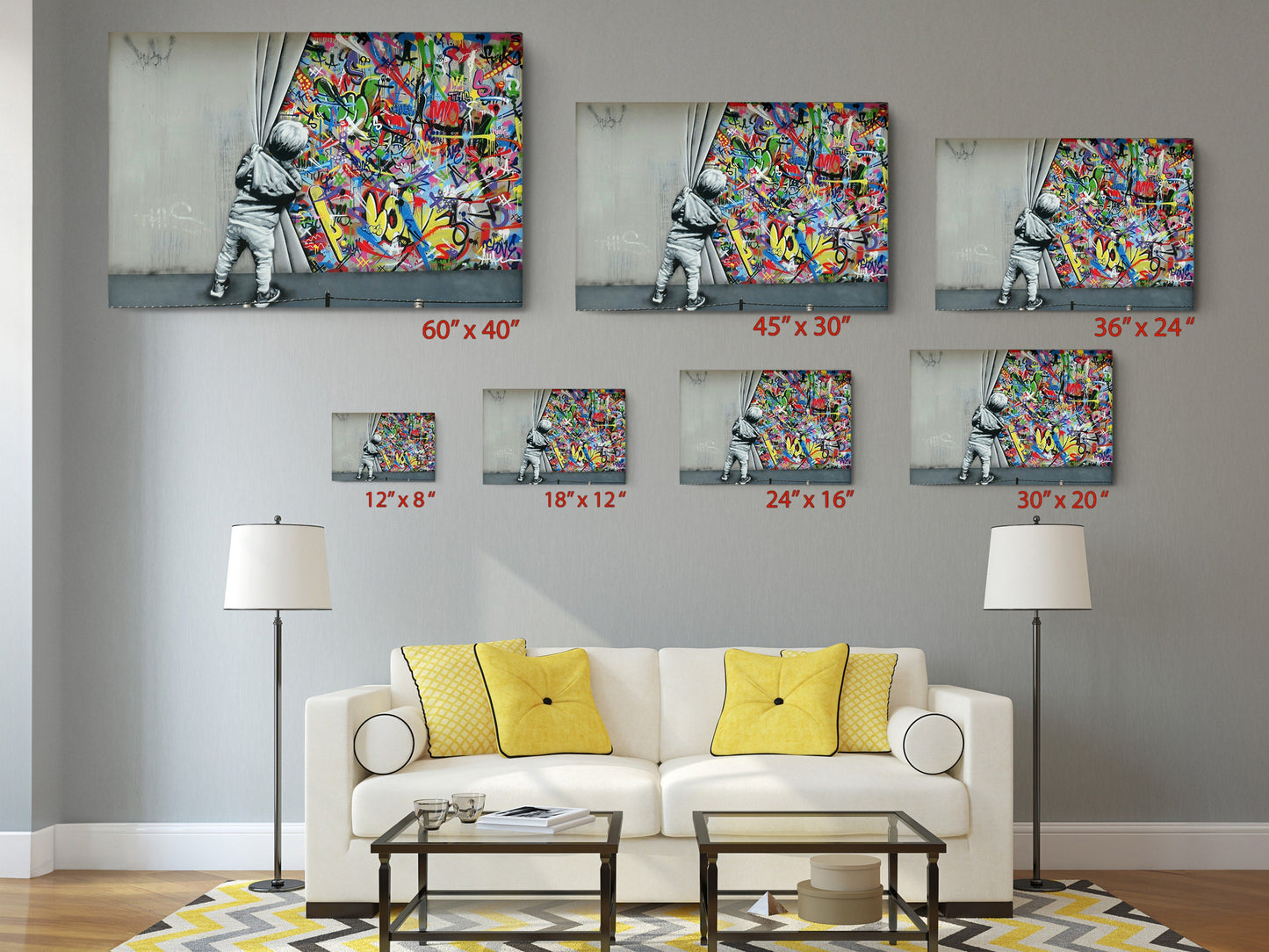 Banksy Canvas Print – Kid Peeking Graffiti Art on Museum Quality Canvas