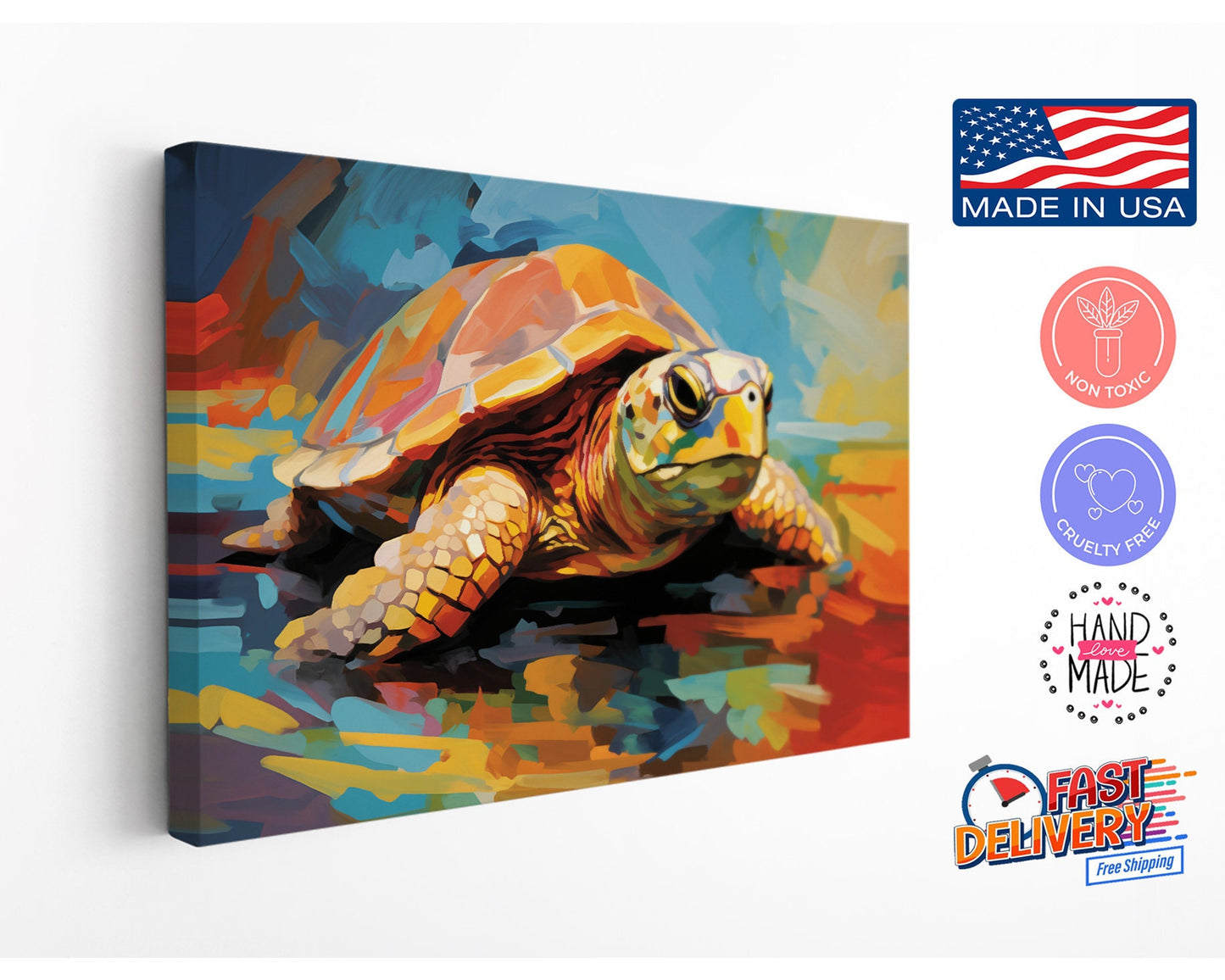 Fauvism Turtle Painting - Colorful Canvas Print | Museum Quality Wall Decor