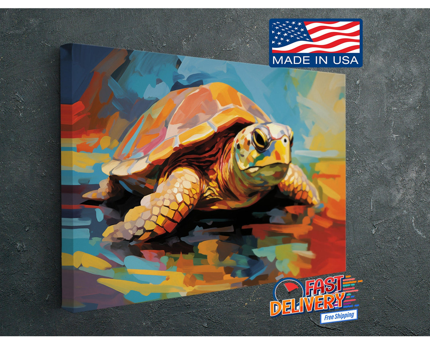 Fauvism Turtle Painting - Colorful Canvas Print | Museum Quality Wall Decor