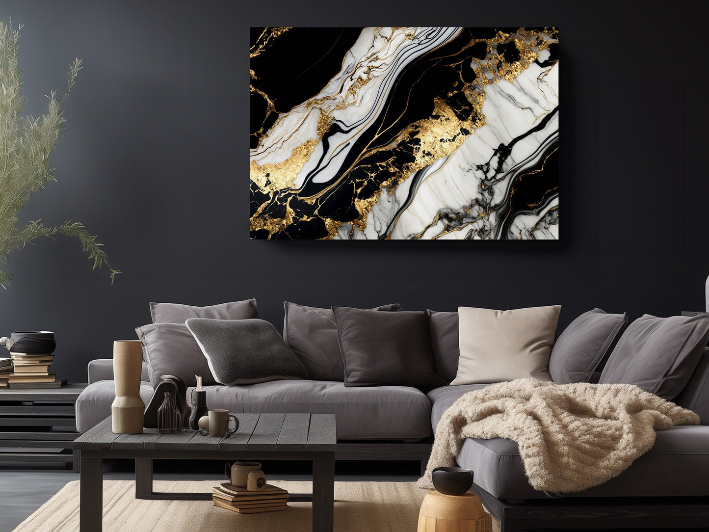 Black Gold Marble Canvas | Contemporary Wall Art - Ready to Hang or Rolled Print