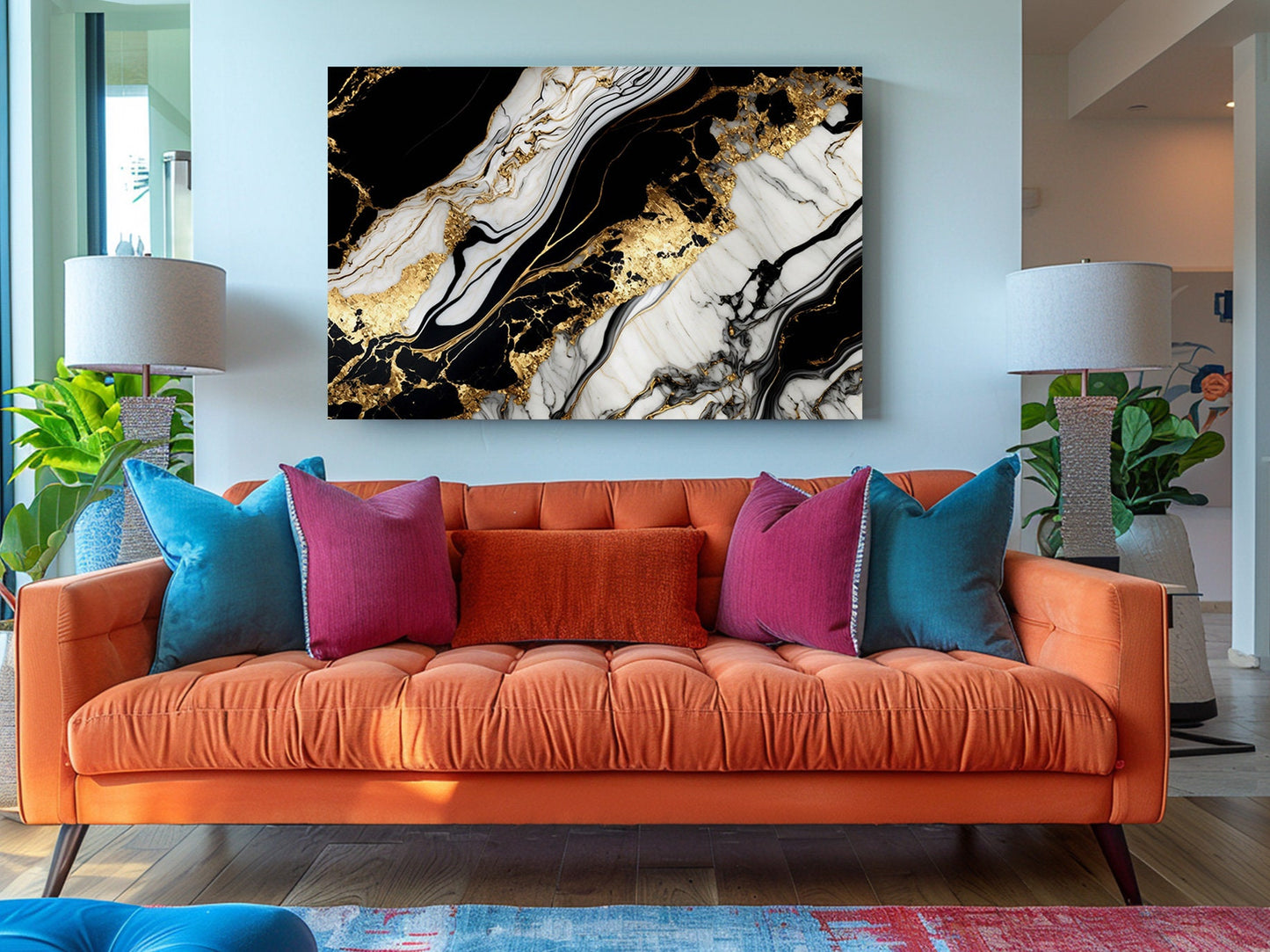 Black Gold Marble Canvas | Contemporary Wall Art - Ready to Hang or Rolled Print