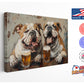 Bulldog Canvas Print - Beer Drinking Dogs Wall Art | Ready to Hang Canvas Decor