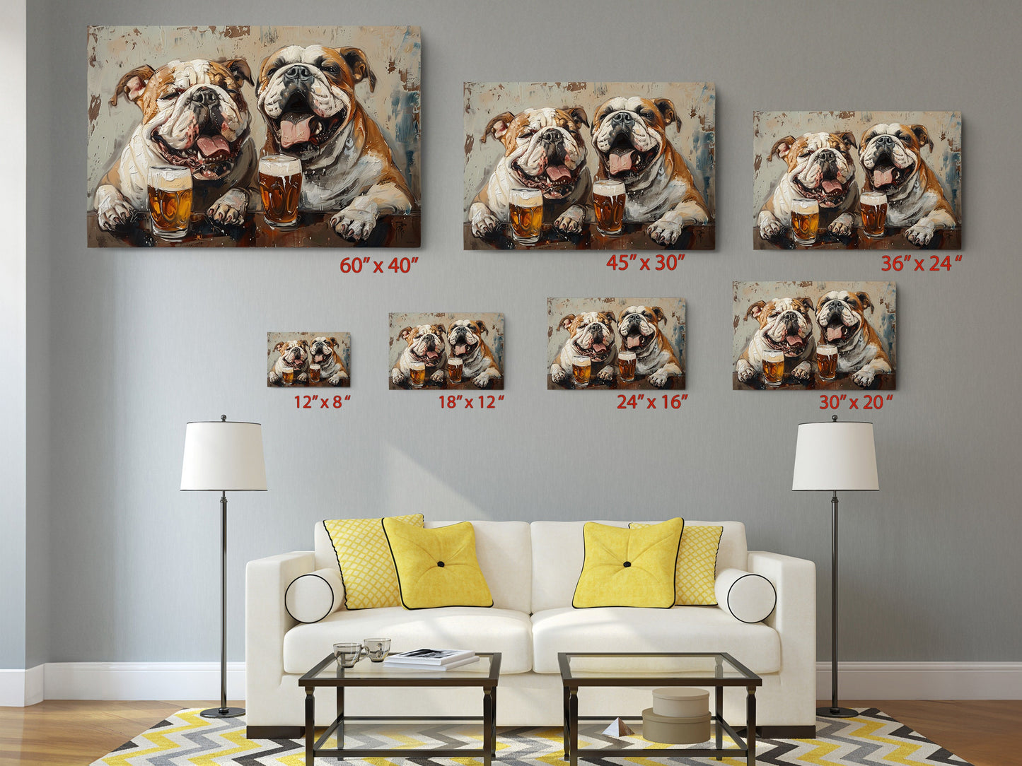 Bulldog Canvas Print - Beer Drinking Dogs Wall Art | Ready to Hang Canvas Decor