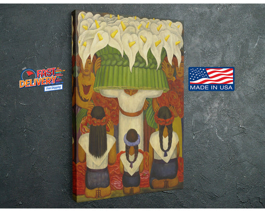 Diego Rivera Canvas Print - Flower Festival Art | Museum Quality Mexican Wall Decor