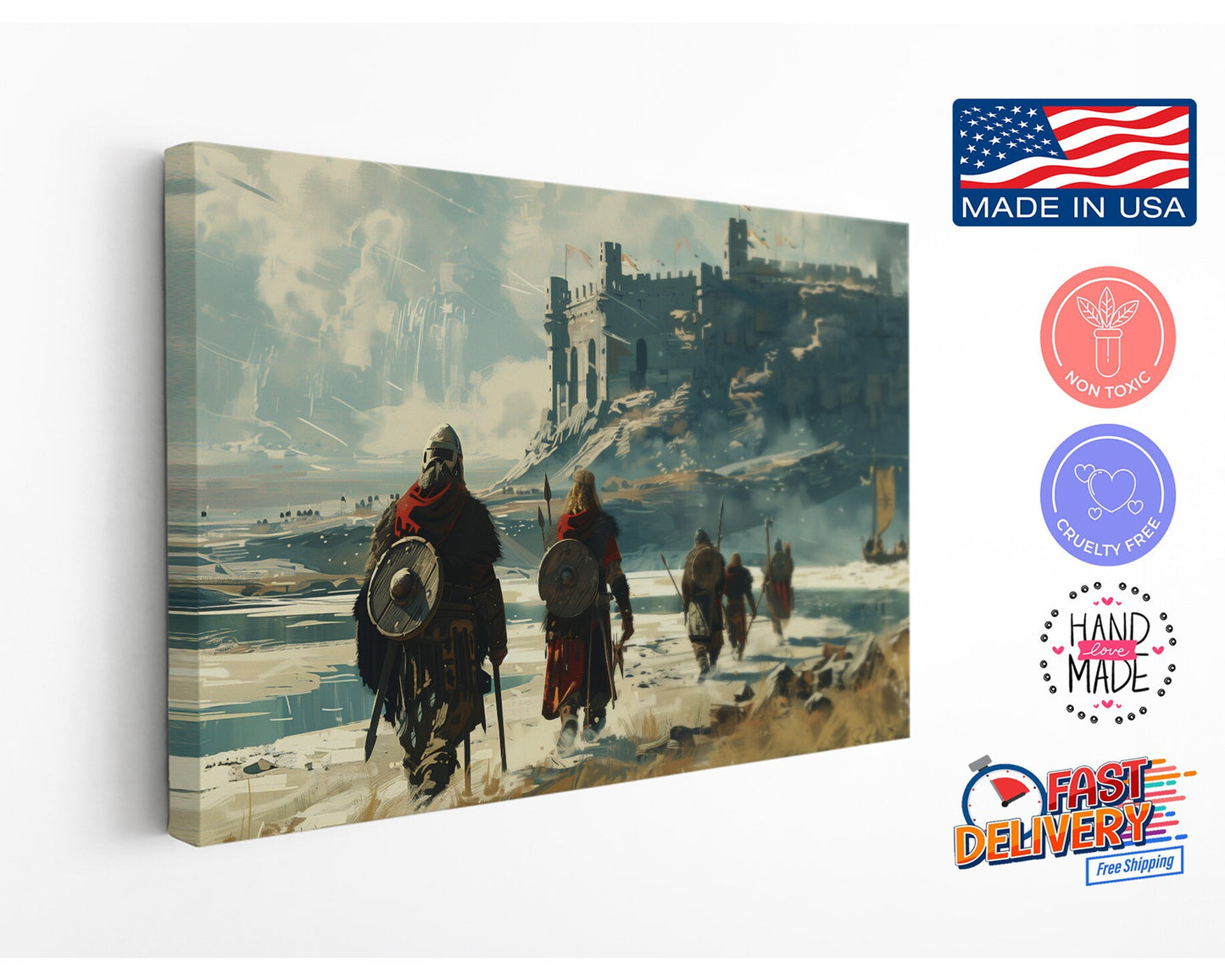 Viking Raid Canvas Print – Historic Wall Art | Ready to Hang or Rolled Canvas