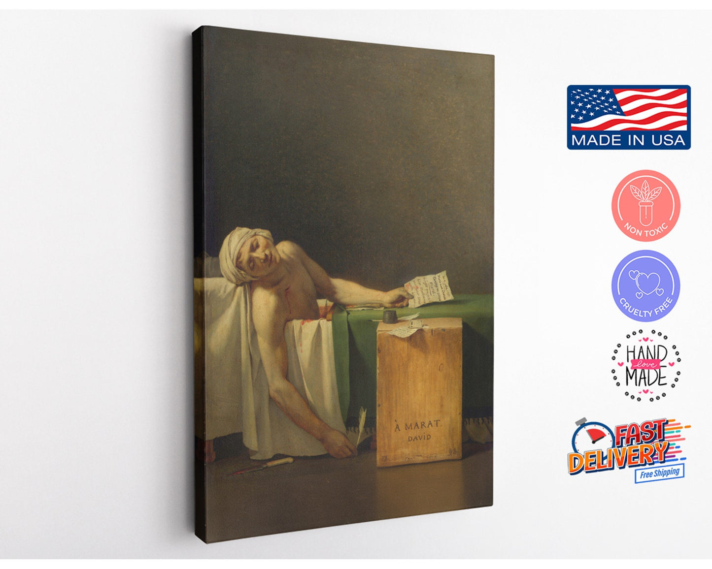 Death of Marat Canvas – Jacques-Louis David Reproduction | Ready to Hang or Rolled