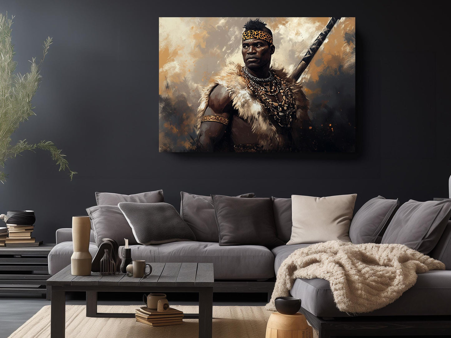 African Warrior Canvas Art - Strong Man Painting Print | Museum Quality Decor