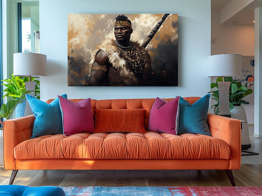 African Warrior Canvas Art - Strong Man Painting Print | Museum Quality Decor