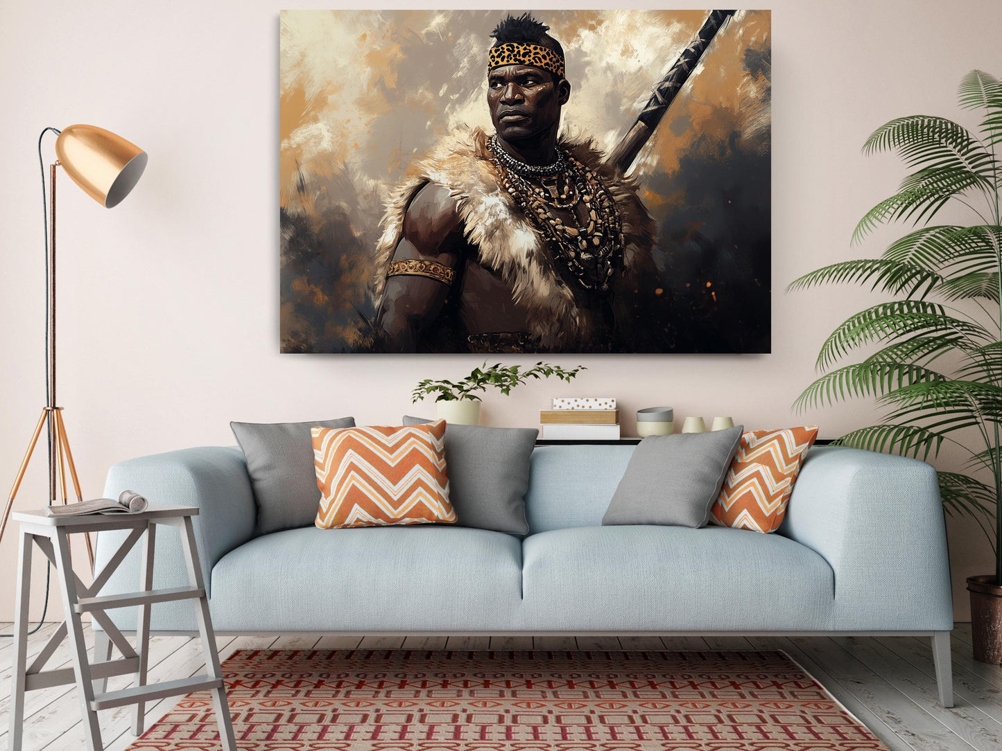 African Warrior Canvas Art - Strong Man Painting Print | Museum Quality Decor