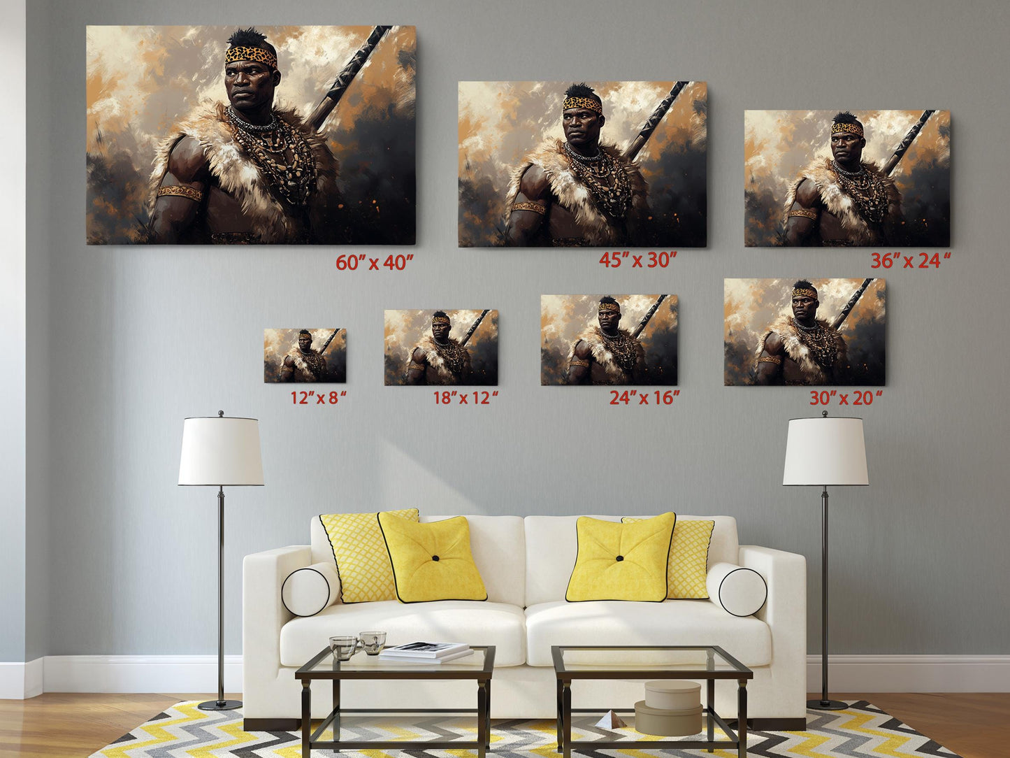 African Warrior Canvas Art - Strong Man Painting Print | Museum Quality Decor