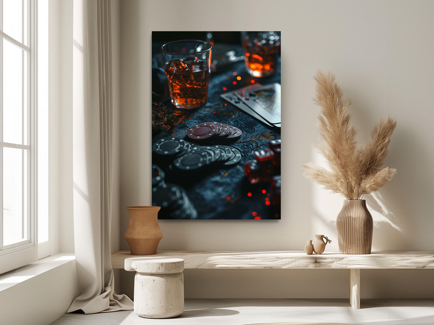 Poker Chips Canvas Art – Whiskey Wall Decor | Fun Night Art on Artist Grade Canvas