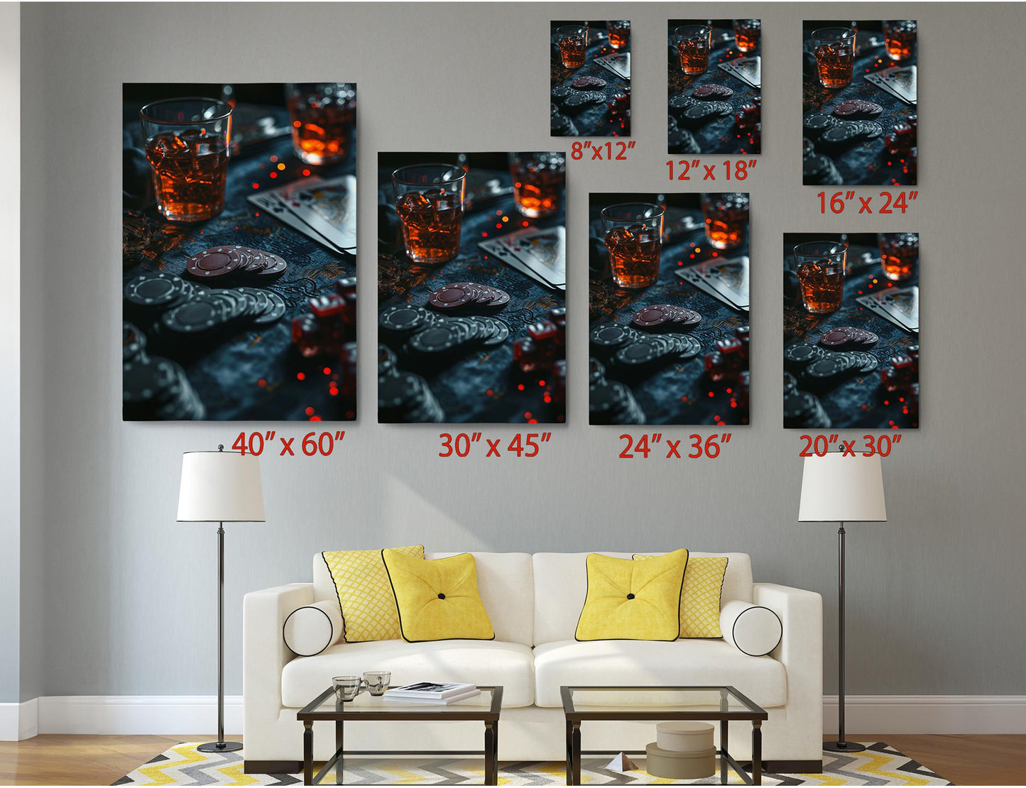 Poker Chips Canvas Art – Whiskey Wall Decor | Fun Night Art on Artist Grade Canvas