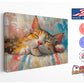Cat Wall Art - Colorful Oil Painting Print | Rolled or Framed Canvas