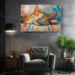 Cat Wall Art - Colorful Oil Painting Print | Rolled or Framed Canvas