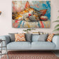 Cat Wall Art - Colorful Oil Painting Print | Rolled or Framed Canvas