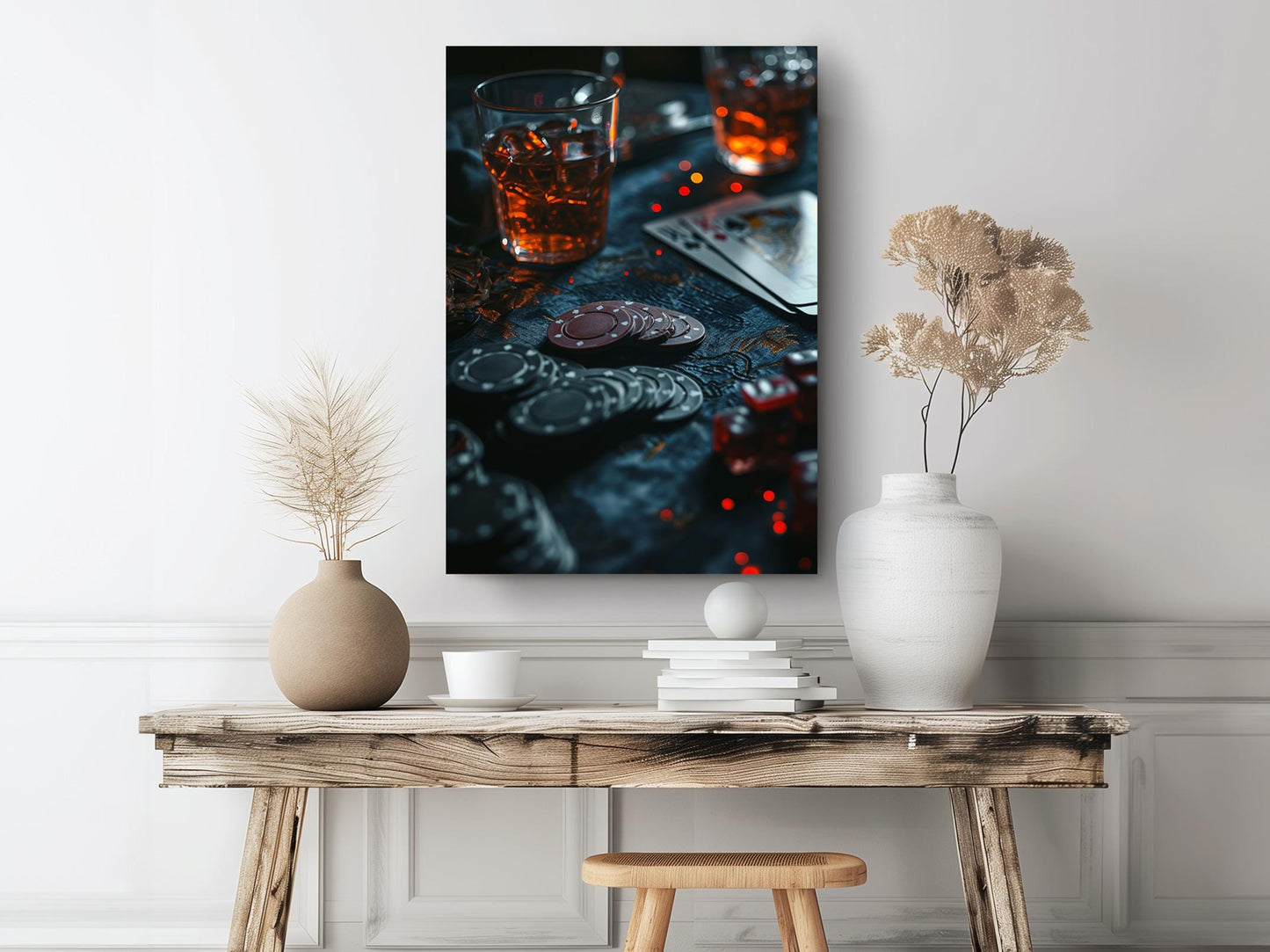 Poker Chips Canvas Art – Whiskey Wall Decor | Fun Night Art on Artist Grade Canvas