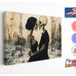 Gothic Romance Wall Art – Skeleton Couple Canvas Print | Museum Quality Decor