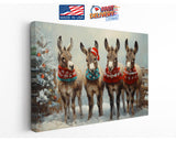 Christmas Donkey Canvas - Funny Holiday Wall Art | Handcrafted Ready to Hang Print