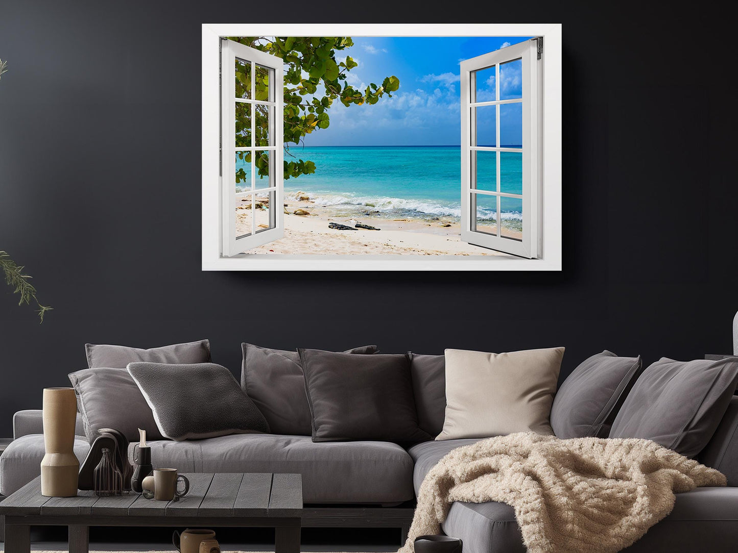 Ocean View Canvas Print - Ready to Hang Coastal Beach Wall Art on Wood Frame