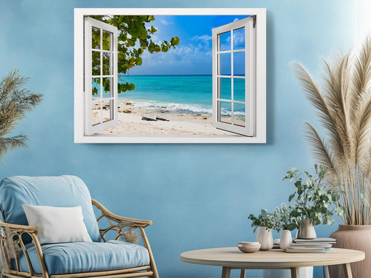 Ocean View Canvas Print - Ready to Hang Coastal Beach Wall Art on Wood Frame