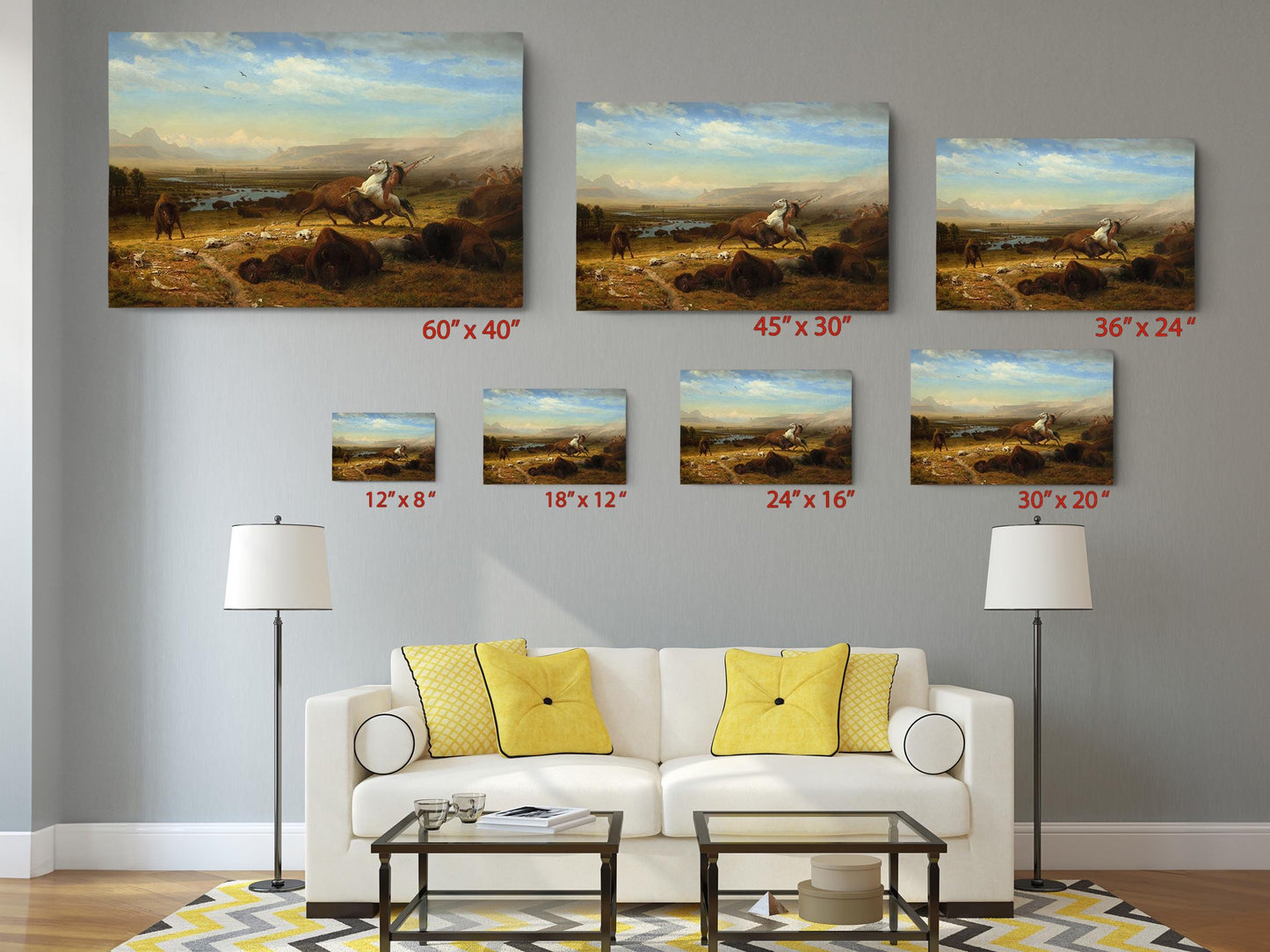 Buffalo Hunt Canvas | Native American Print - Western Wall Art, Ready to Hang