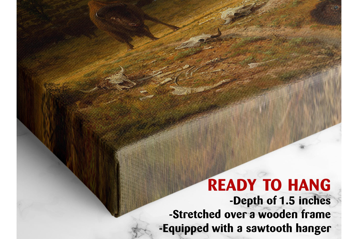 Buffalo Hunt Canvas | Native American Print - Western Wall Art, Ready to Hang