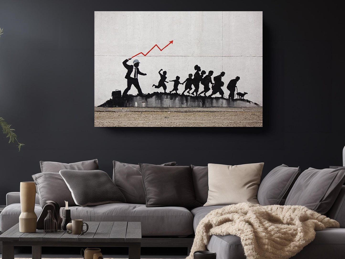 Banksy Refugee Canvas – Urban Street Art Wall Décor | Ready to Hang or Rolled