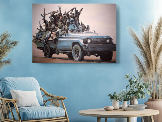 Banksy Canvas Print - Blue Truck Urban Street Art | Museum Quality Canvas Wall Decor