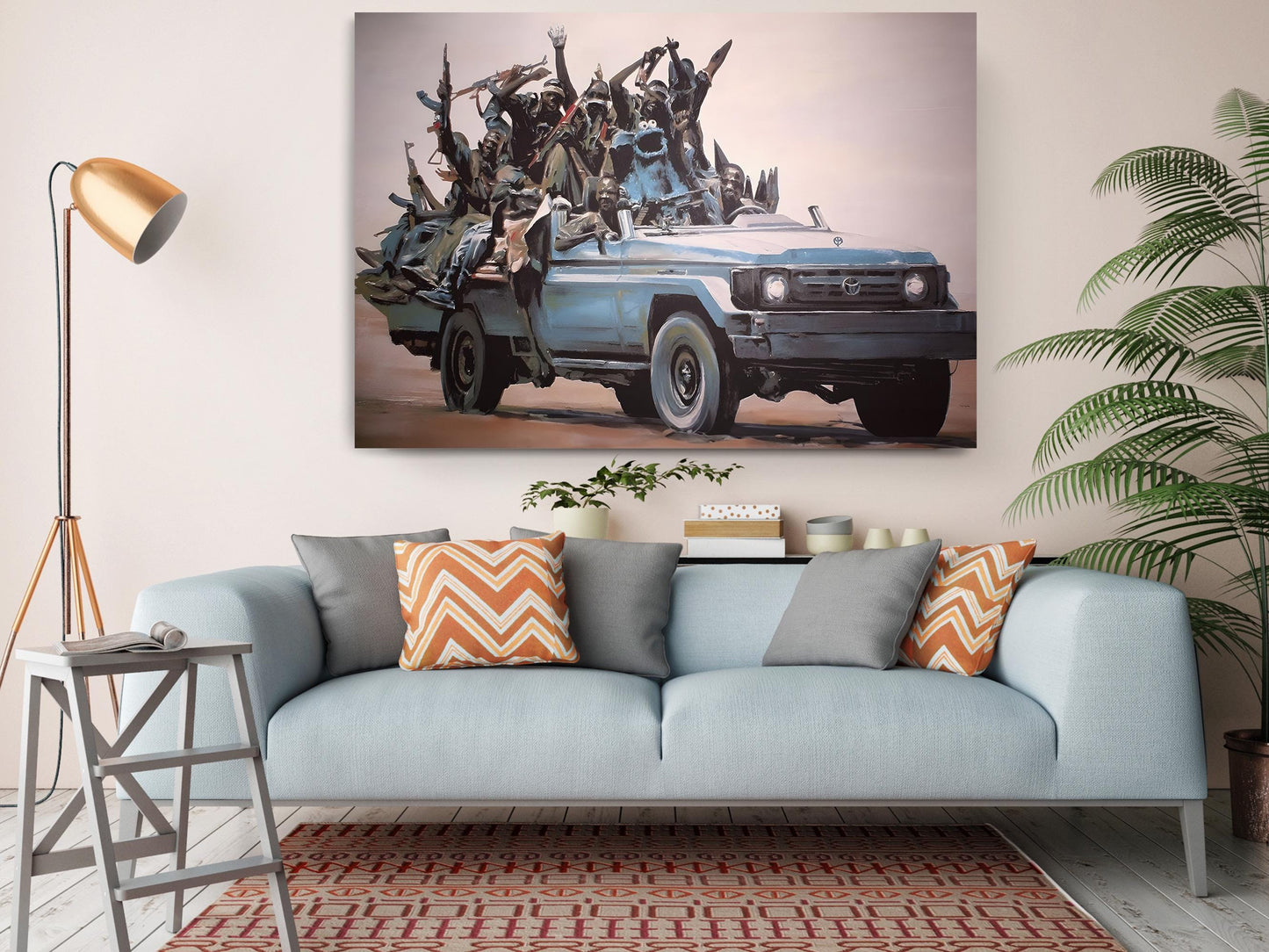 Banksy Canvas Print - Blue Truck Urban Street Art | Museum Quality Canvas Wall Decor