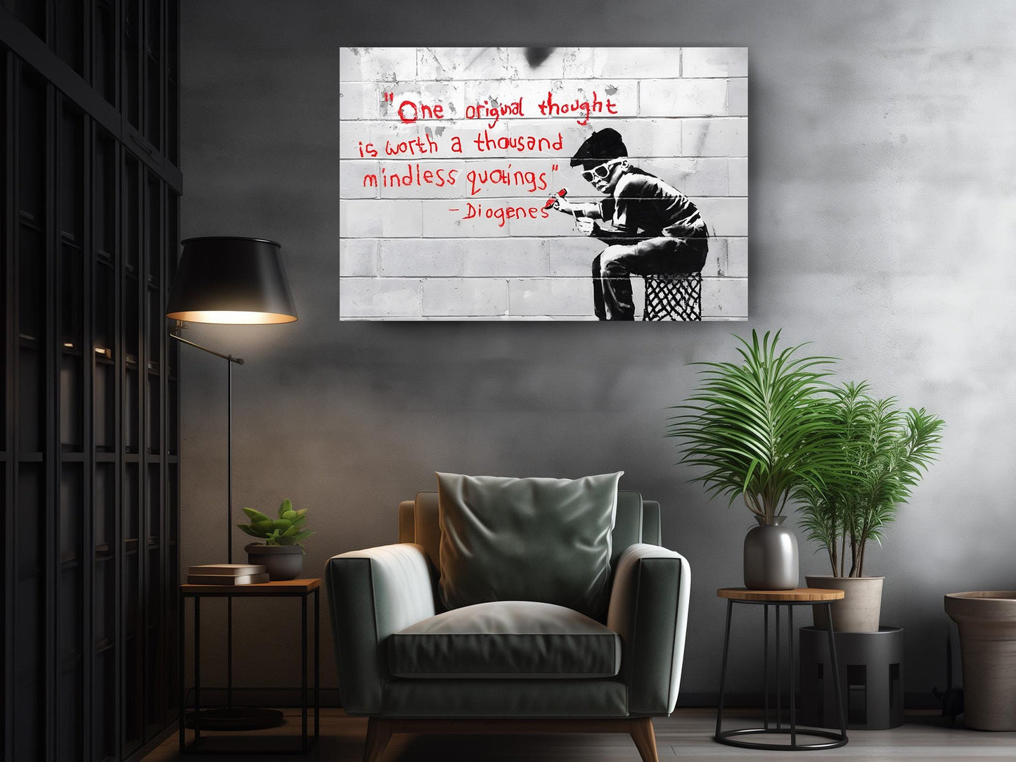 Canvas Art Print - Banksy Style Ready to Hang Museum Quality Wall Decor