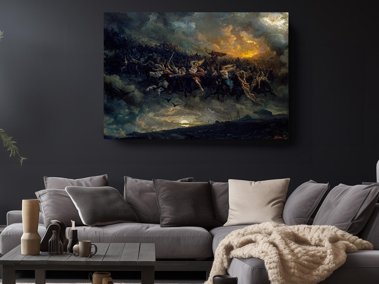 Norse Valkyries Canvas Art – Mythological Wall Art With Twilight Sky Artwork