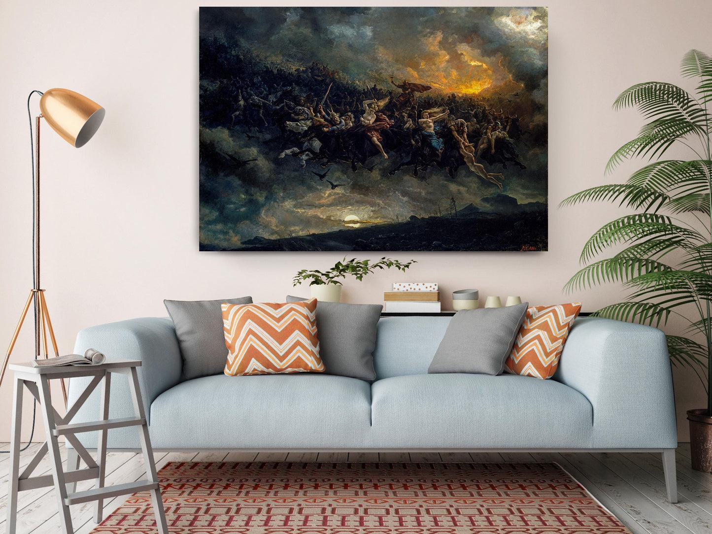 Norse Valkyries Canvas Art – Mythological Wall Art With Twilight Sky Artwork