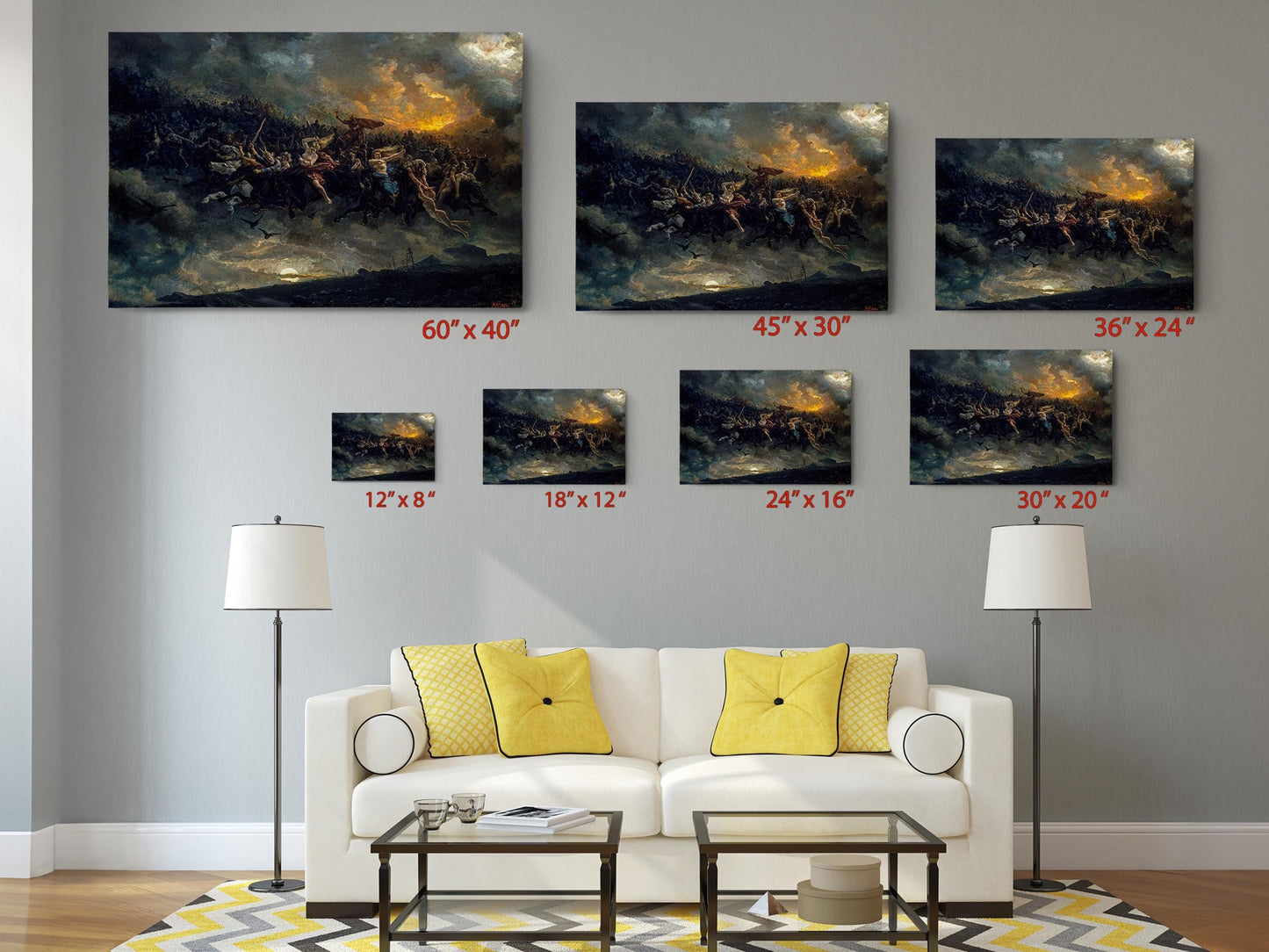Norse Valkyries Canvas Art – Mythological Wall Art With Twilight Sky Artwork