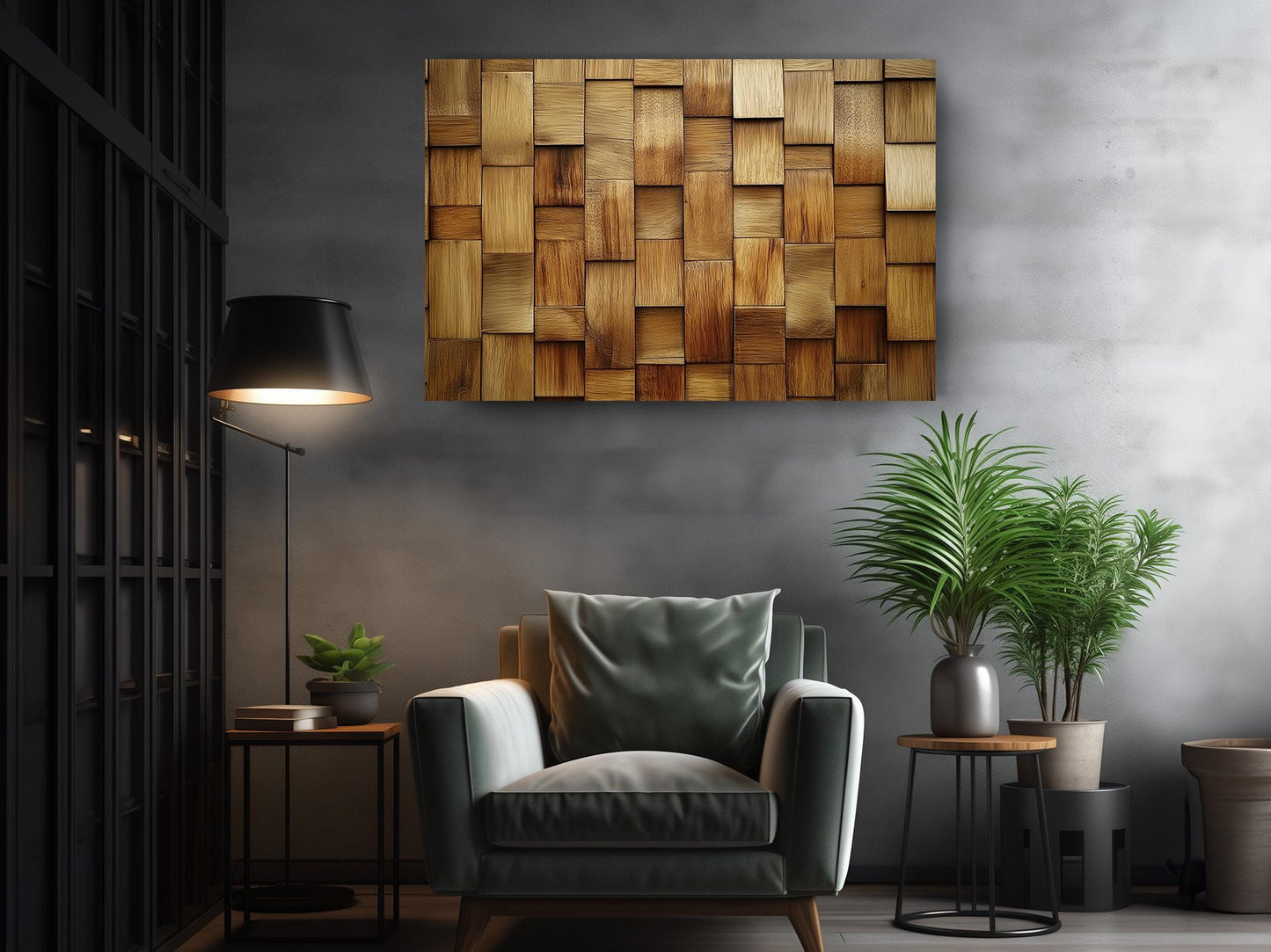 Rustic Wooden Tiles Art – Modern Wood Wall Decor | Ready To Hang Canvas Print