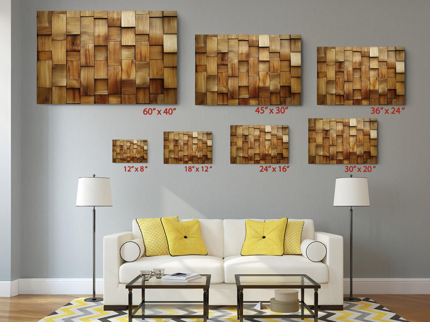 Rustic Wooden Tiles Art – Modern Wood Wall Decor | Ready To Hang Canvas Print