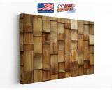 Rustic Wooden Tiles Art – Modern Wood Wall Decor | Ready To Hang Canvas Print