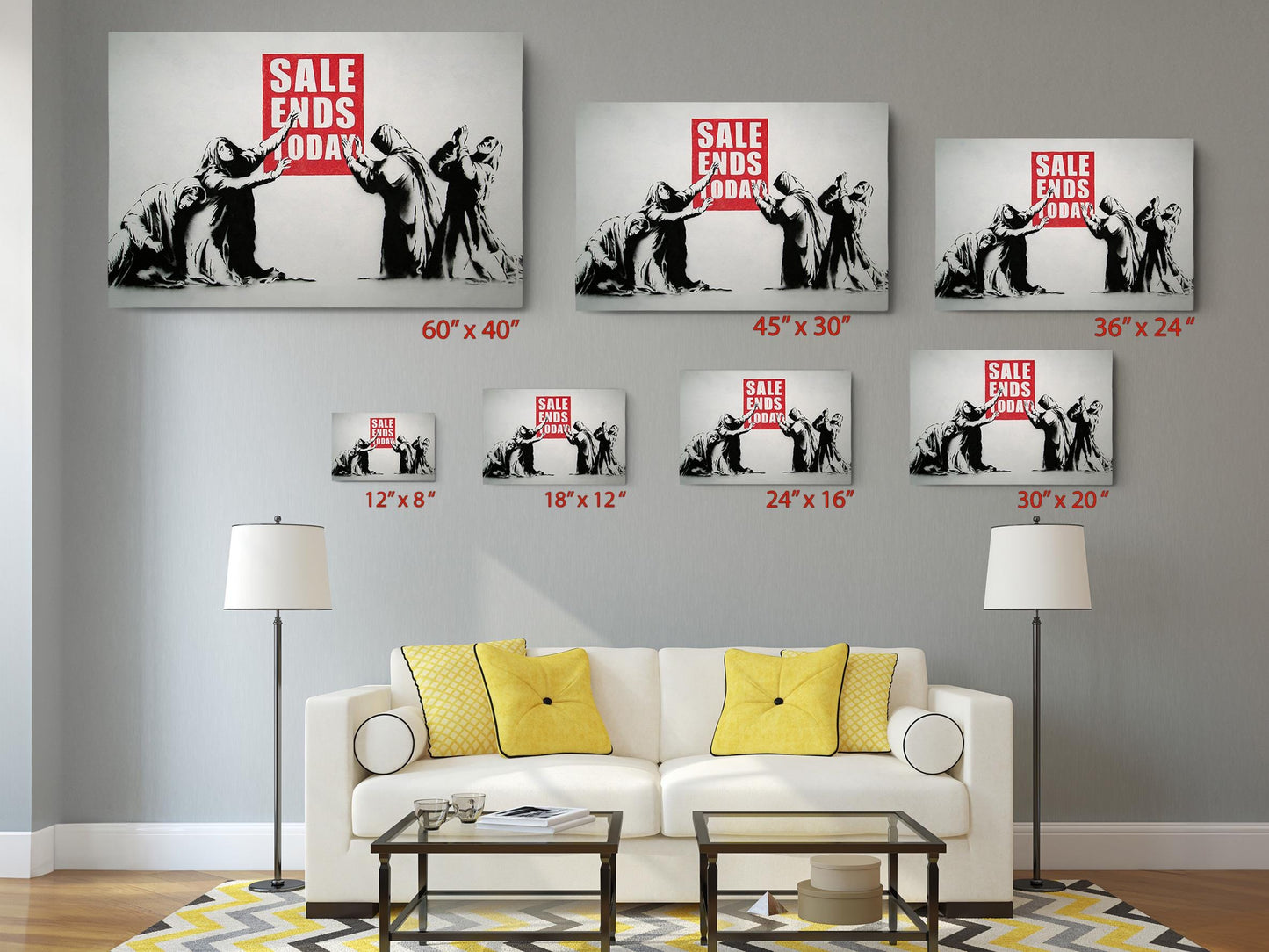 Banksy Canvas Print - Black White Red Art | Modern Wall Decor, Ready to Hang