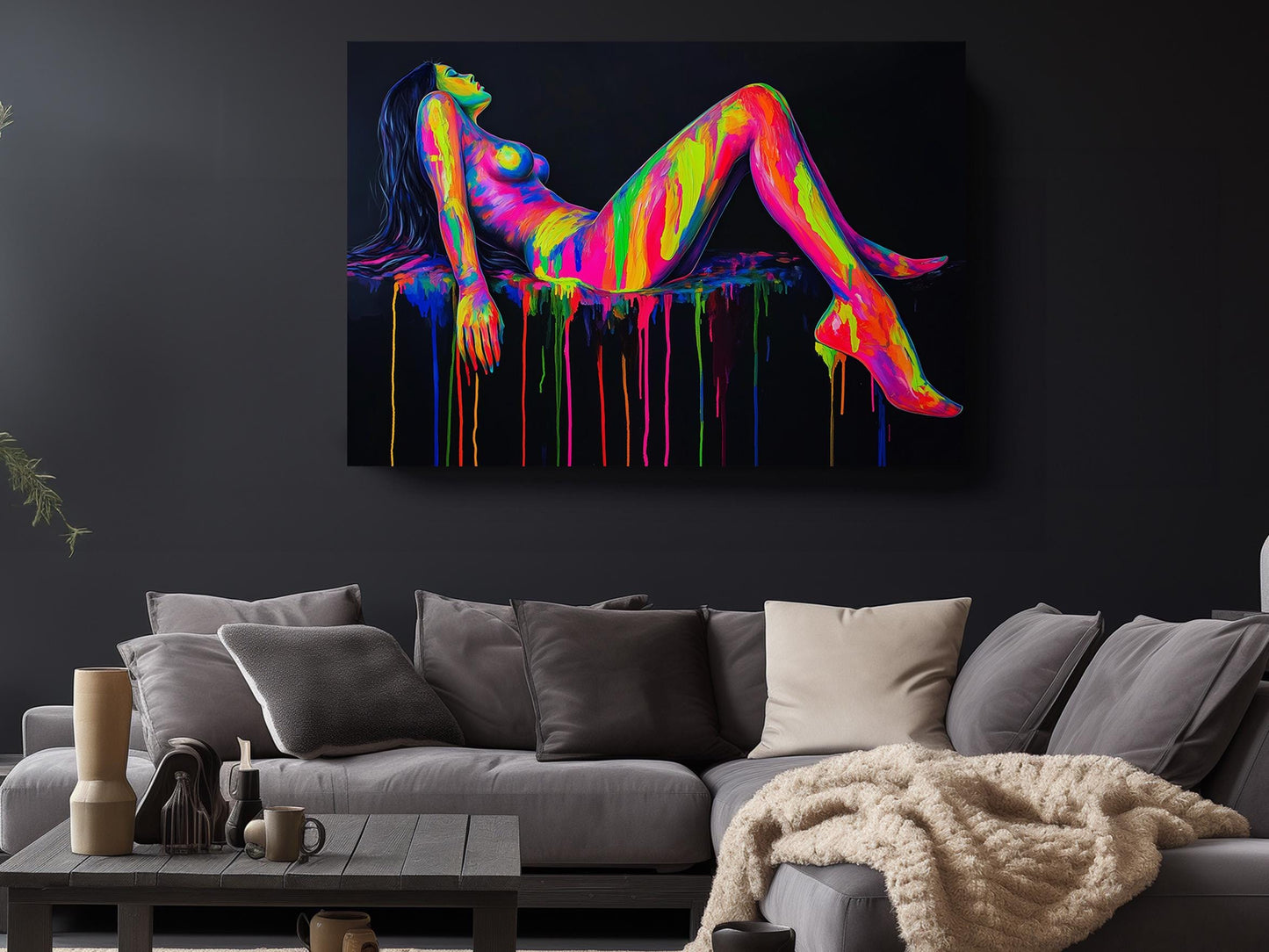 Neon Canvas Print - Abstract Woman Art | Modern Colorful Wall Decor