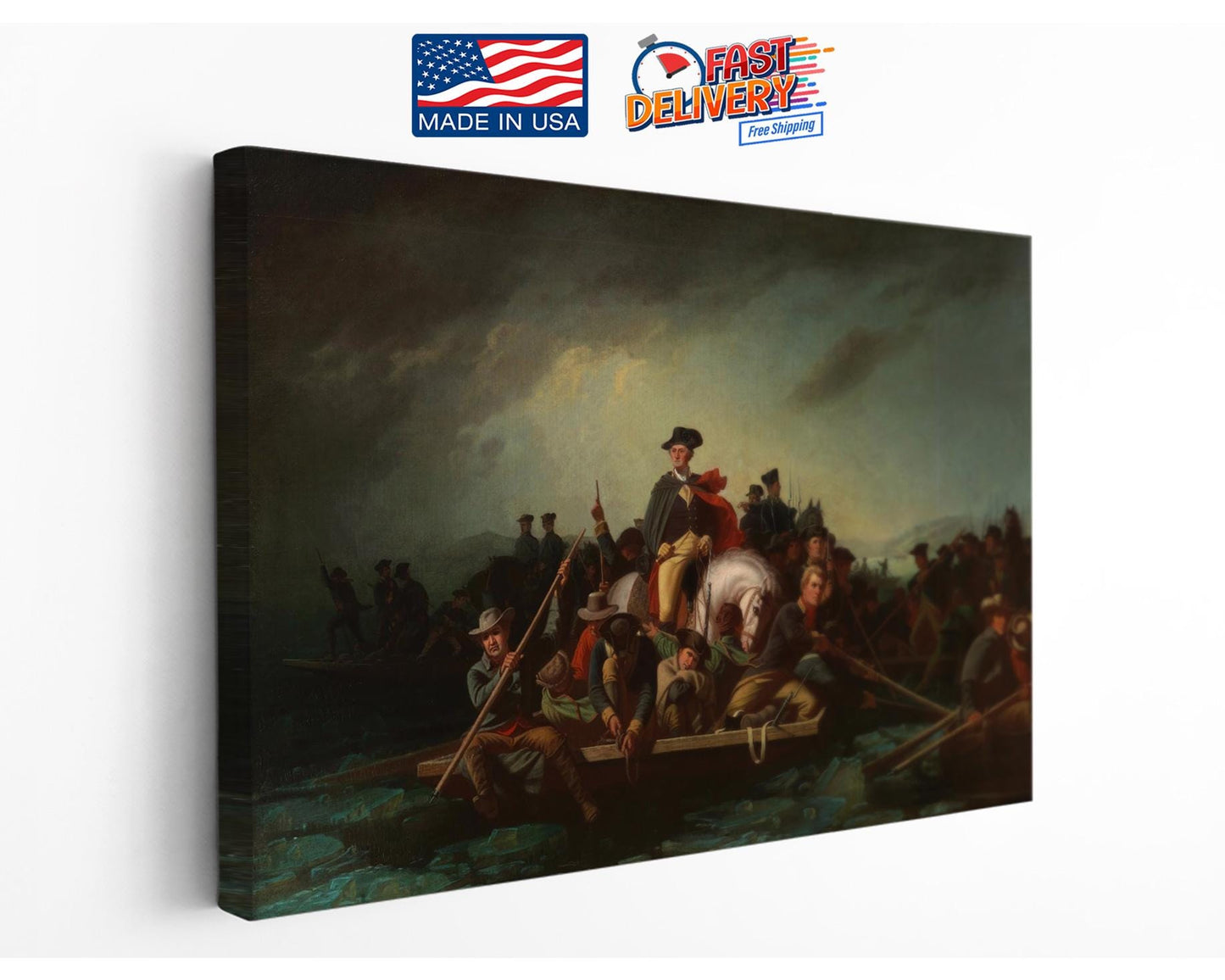 Washington Crossing Delaware Canvas - Museum Quality Historical Wall Art Print